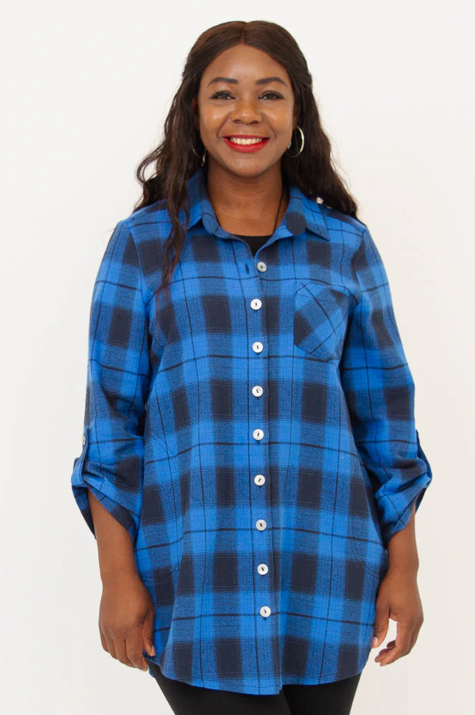 Celine Cotton Neptune Plaid Tunic