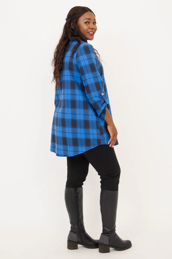 Celine Cotton Neptune Plaid Tunic