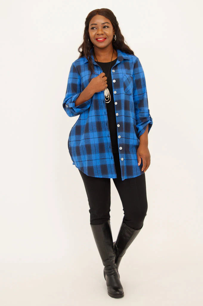 Celine Cotton Neptune Plaid Tunic