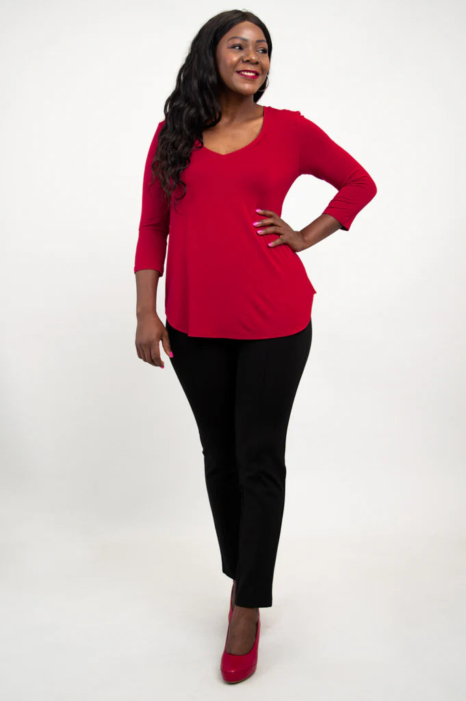 Jackie Bamboo 3/4 Sleeve Top - Lipstick