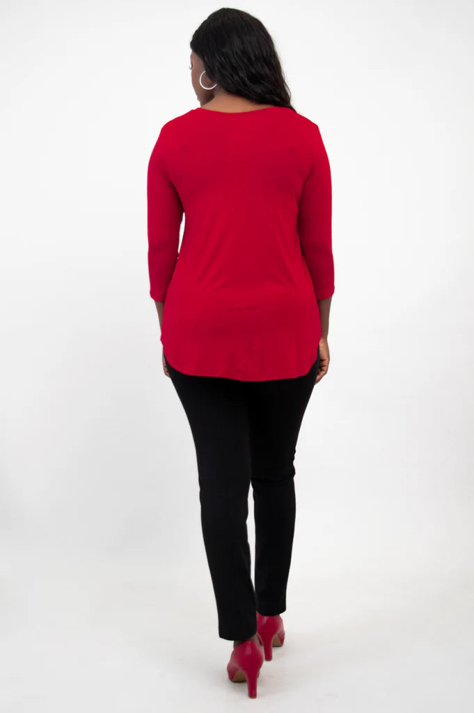 Jackie Bamboo 3/4 Sleeve Top - Lipstick