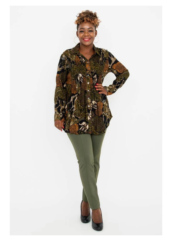 Cindy Long Sleeve Elephant Blouse