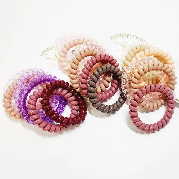 6 Pcs Dull Tone Spiral Phone Cord Hair Tie Set