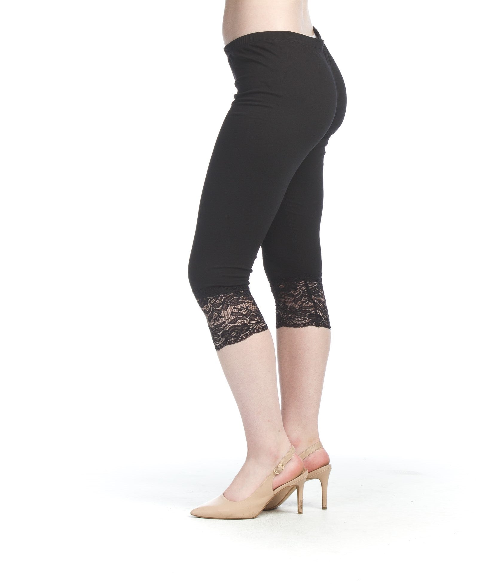 Cropped leggings with lace trim hotsell