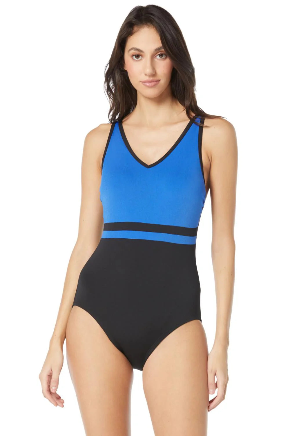 Gabar V-Neck One Piece Swimsuit -Blue