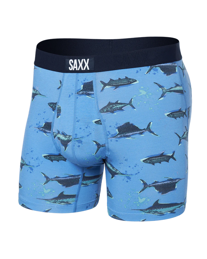 Saxx Ultra Super Soft Boxer Brief - Fish On-Sail Blue