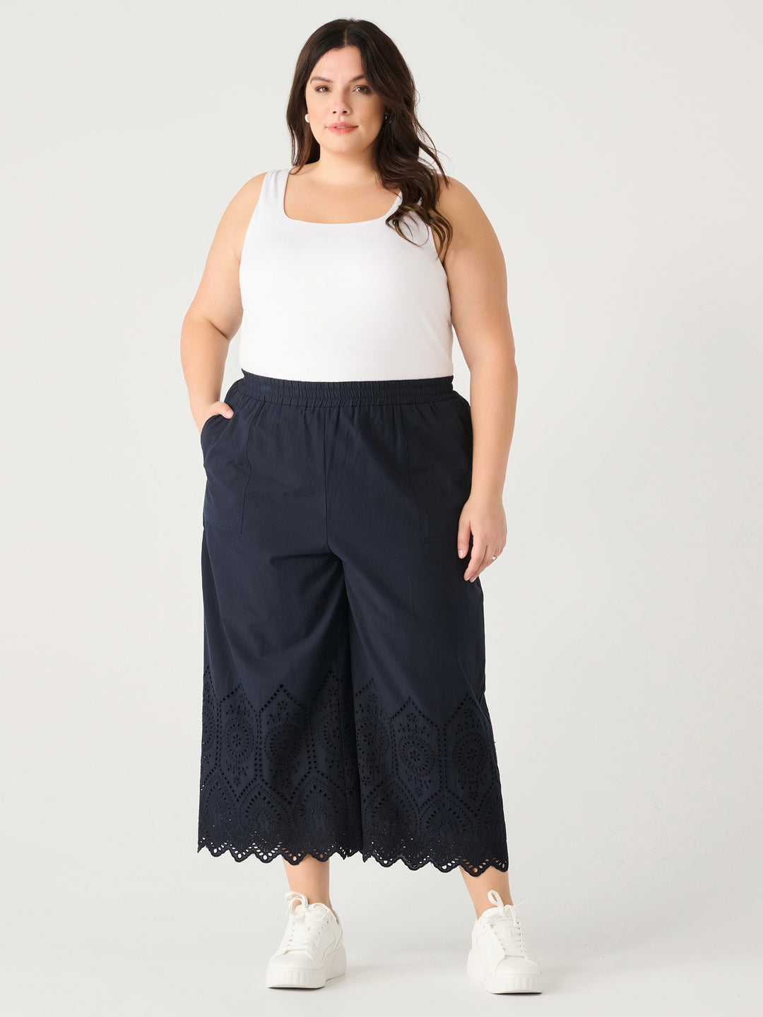 Dex Plus High Waisted Eyelet Pull On Pants – Sheer Essentials