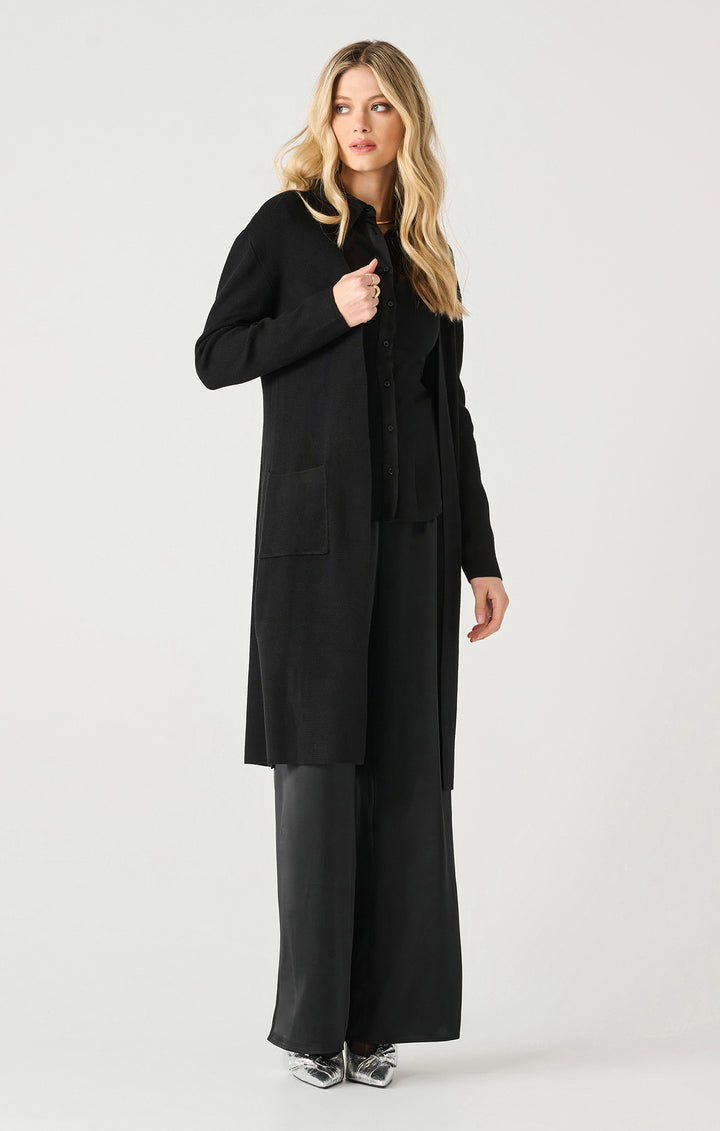 Dex Long Sleeve Longline Open Cardigan - Black