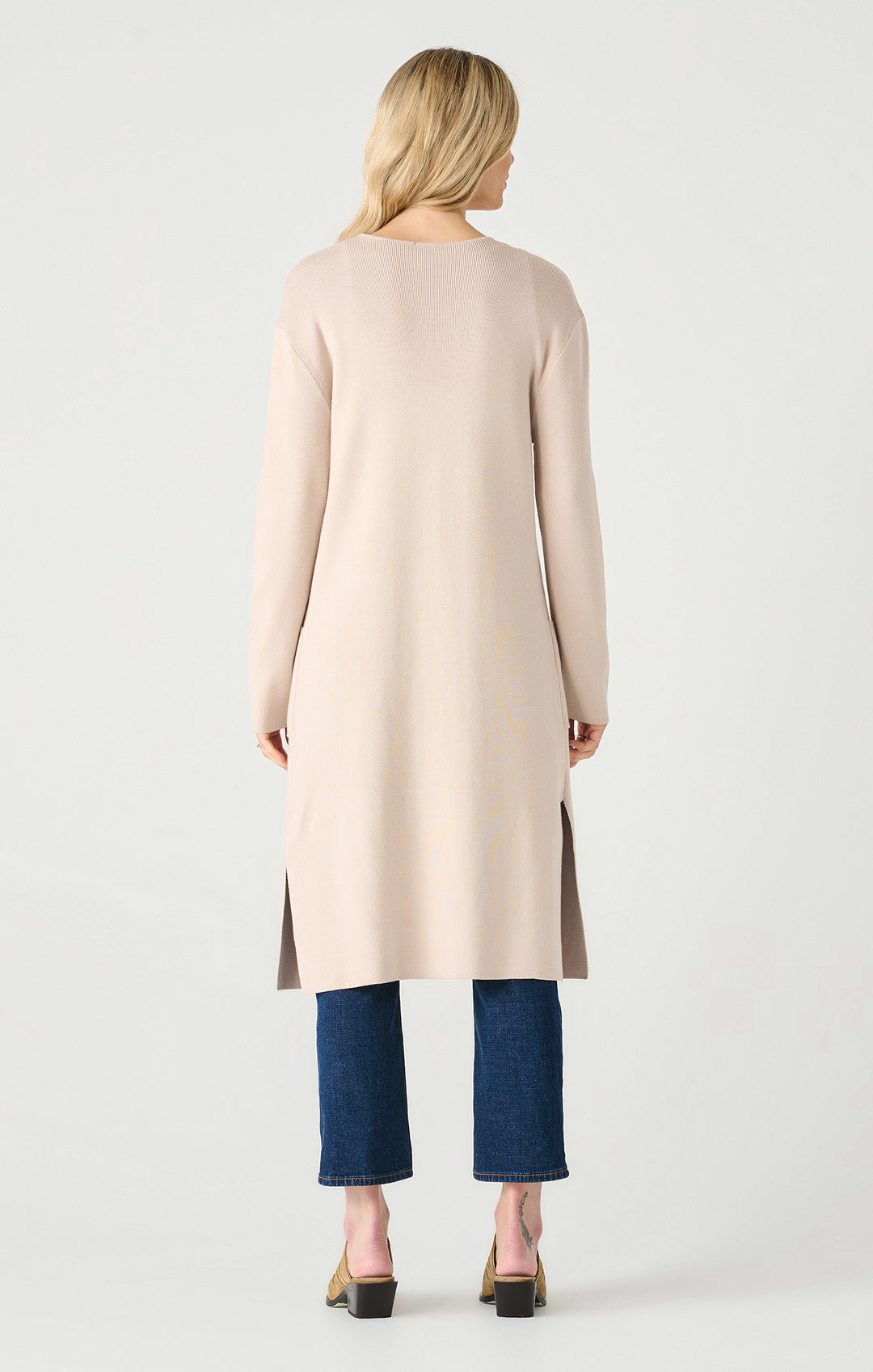 Dex Long Sleeve Longline Open Cardigan - Cream Beige