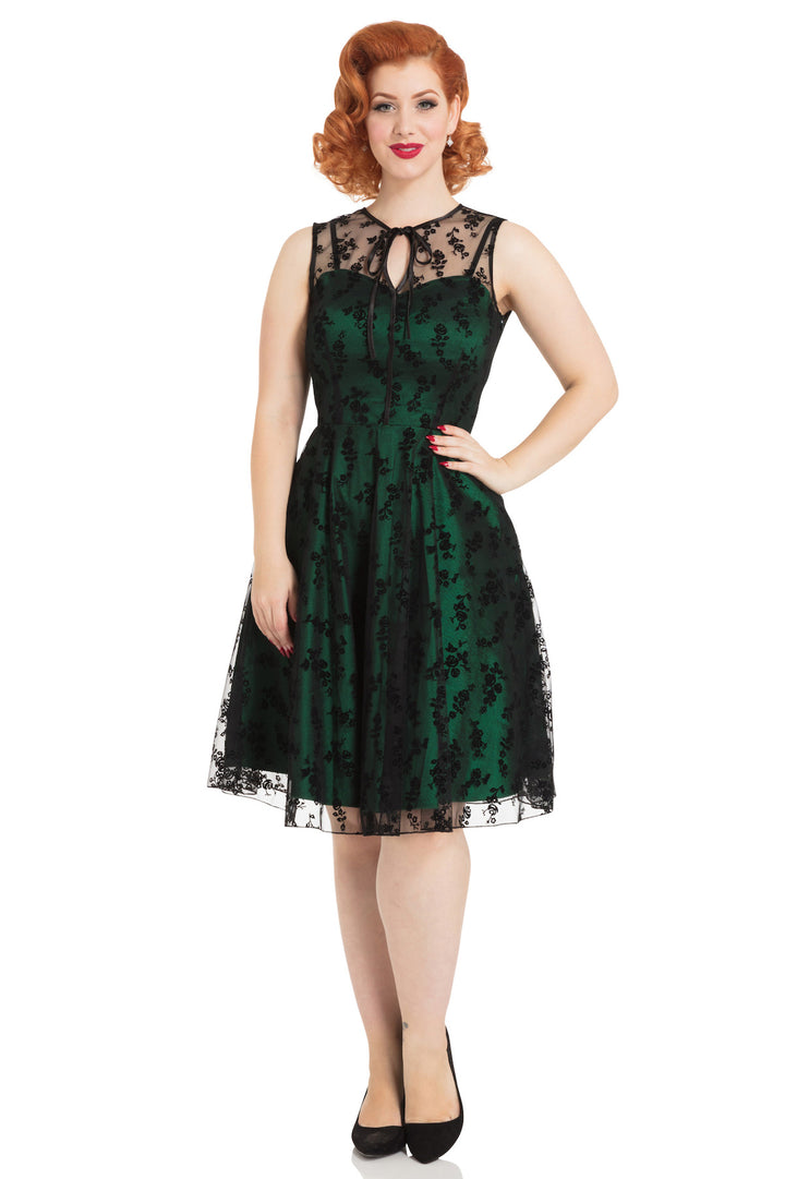 Penny Taffeta Flare Dress With Floral Overlay