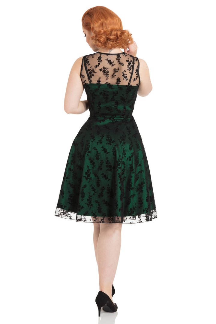 Penny Taffeta Flare Dress With Floral Overlay