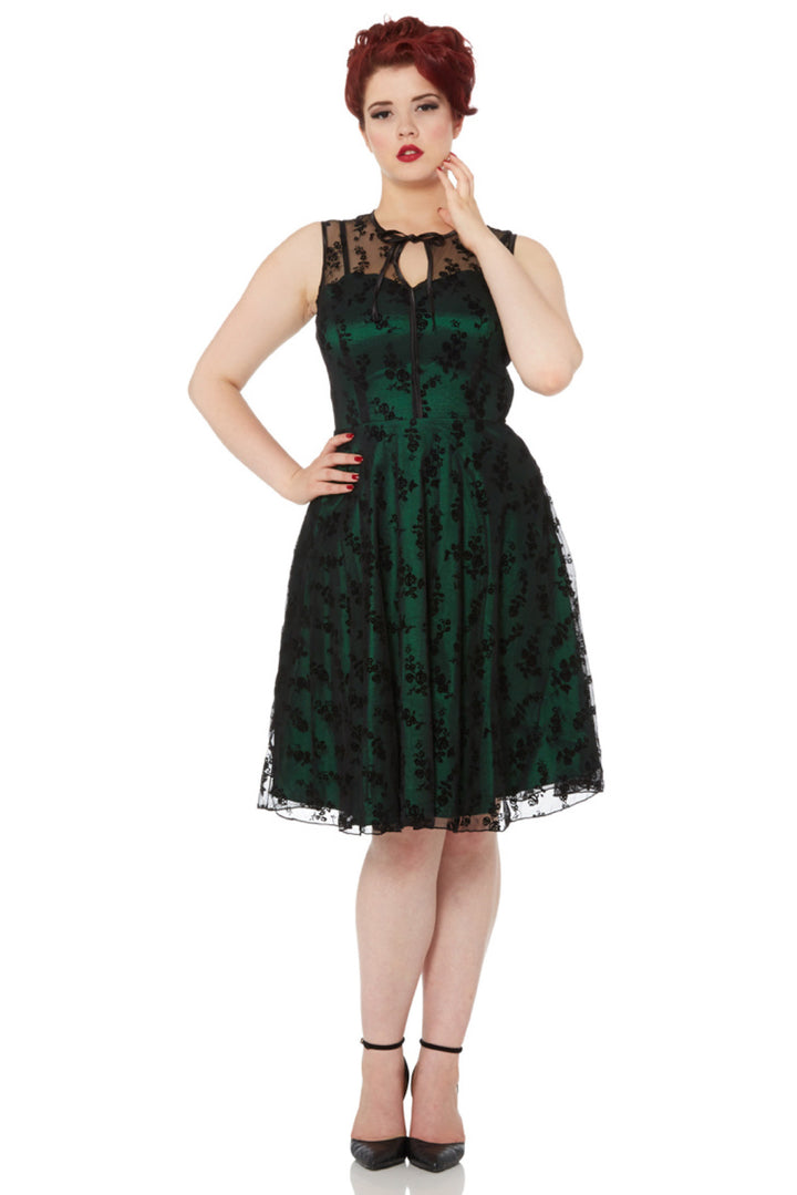 Penny Taffeta Flare Dress With Floral Overlay