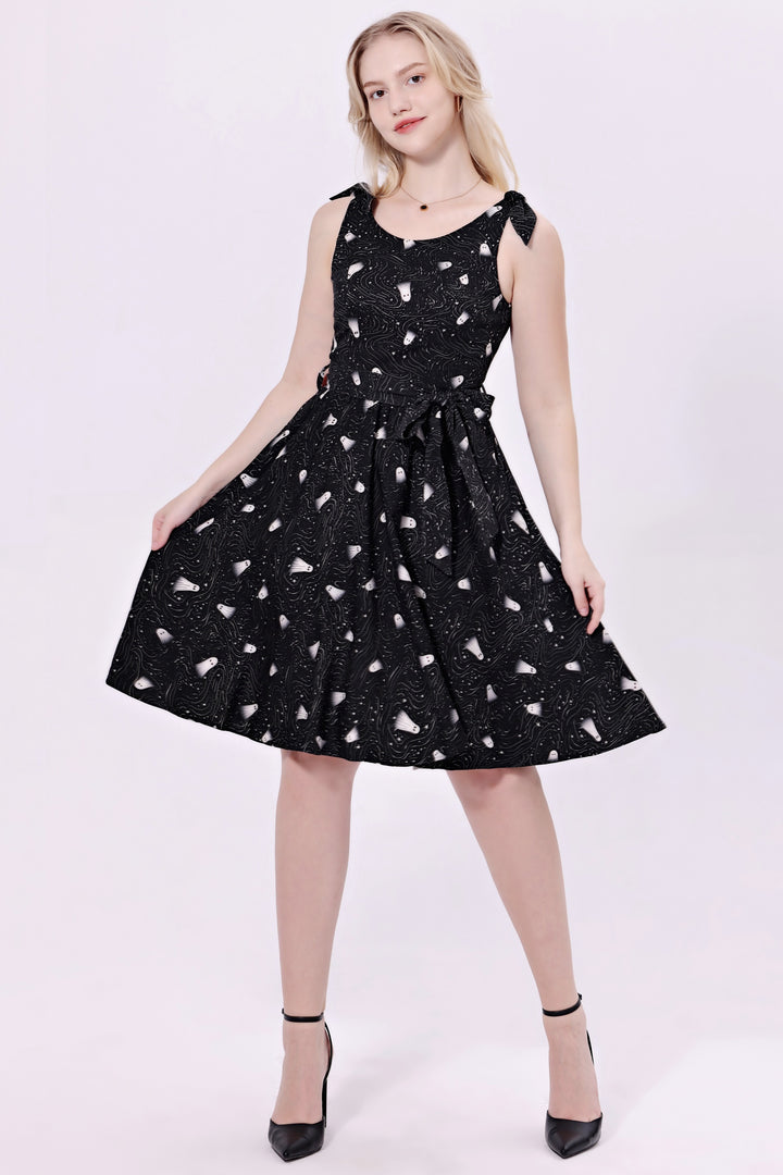 "Bri"  Soysilk Fit & Flare Dress With Pockets - Ghosts