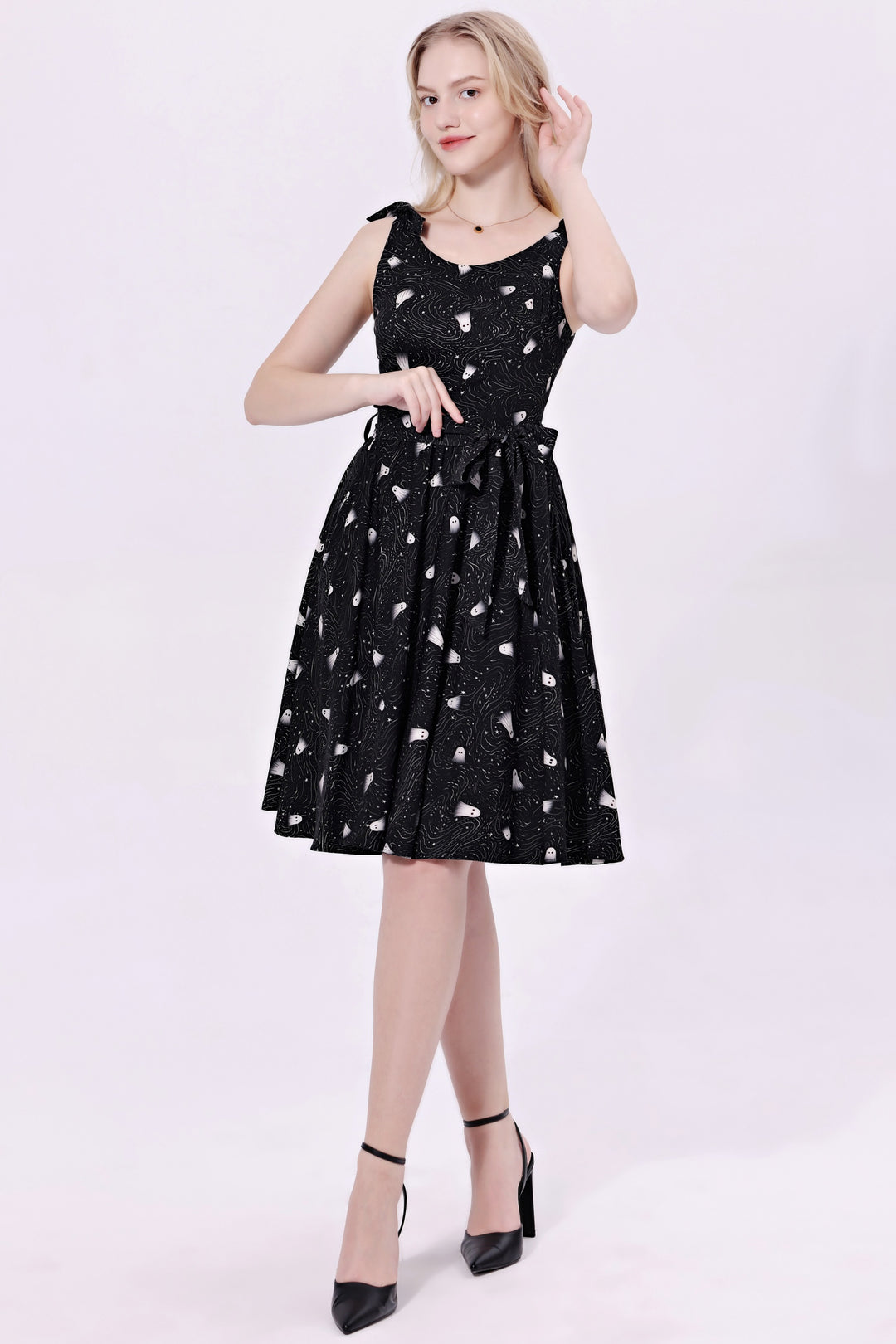 "Bri"  Soysilk Fit & Flare Dress With Pockets - Ghosts