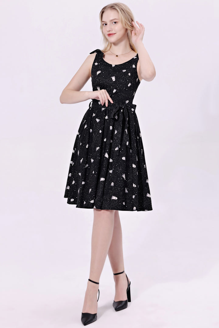 "Bri"  Soysilk Fit & Flare Dress With Pockets - Ghosts