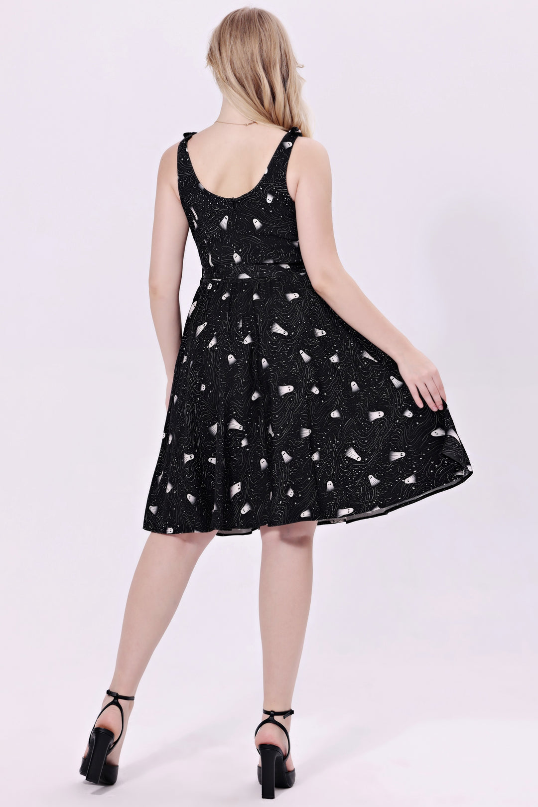 "Bri"  Soysilk Fit & Flare Dress With Pockets - Ghosts