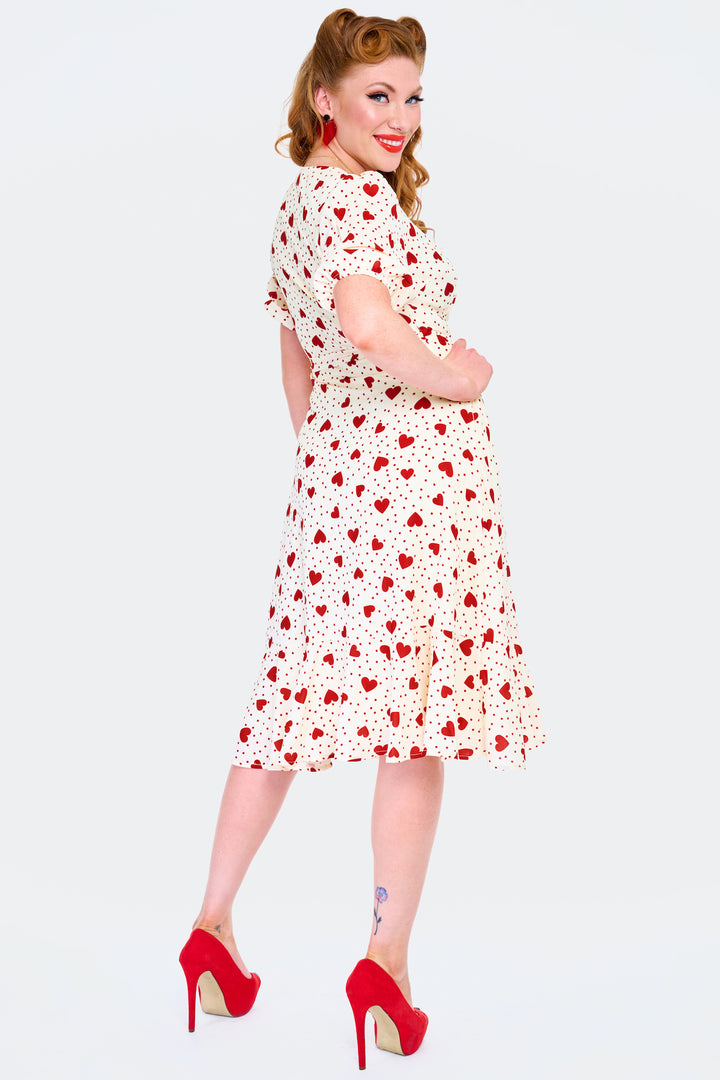 Heart Polka Dot Wrap Dress With Pockets