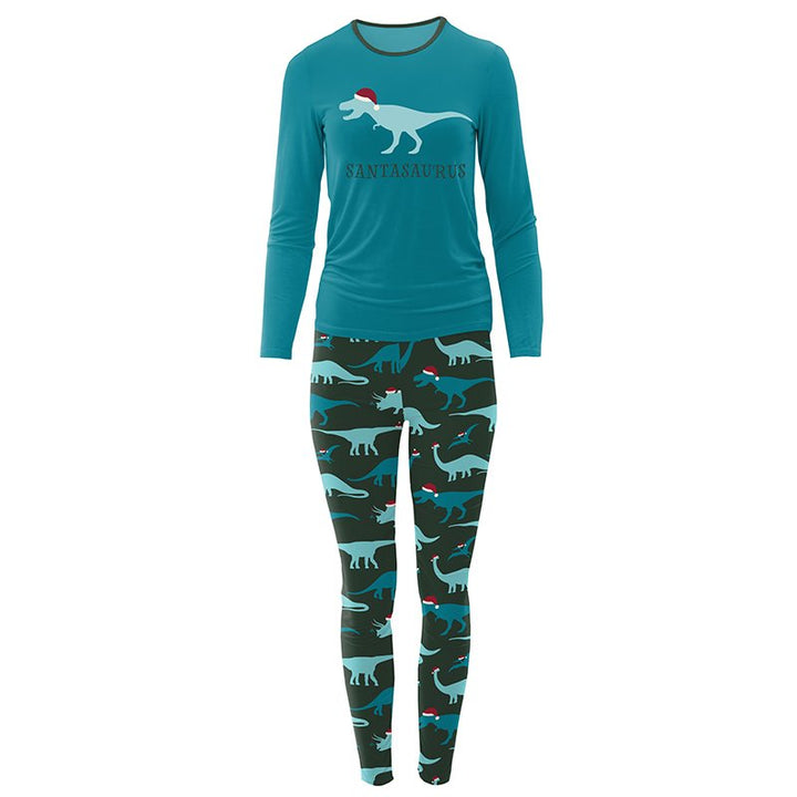 Long Sleeve Fitted Graphic Tee Pajama Set