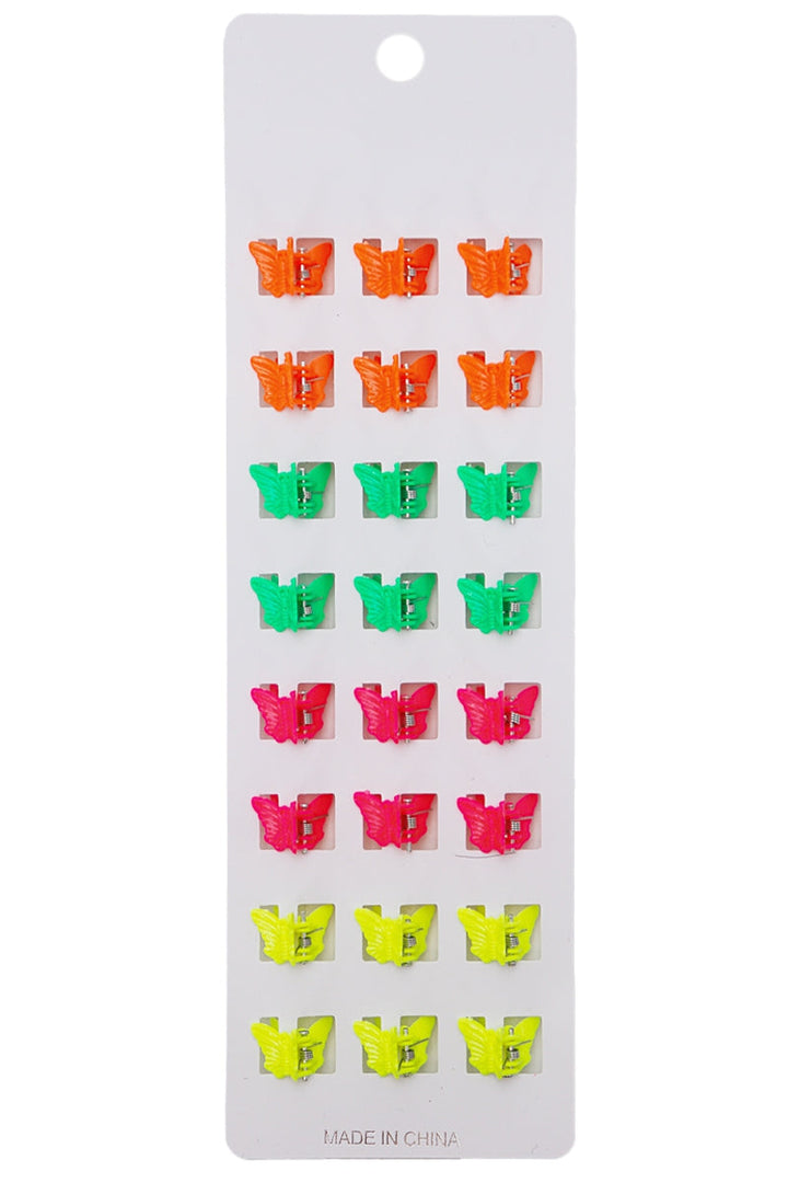 24 Pcs Mini Butterfly Neon Hair Claw