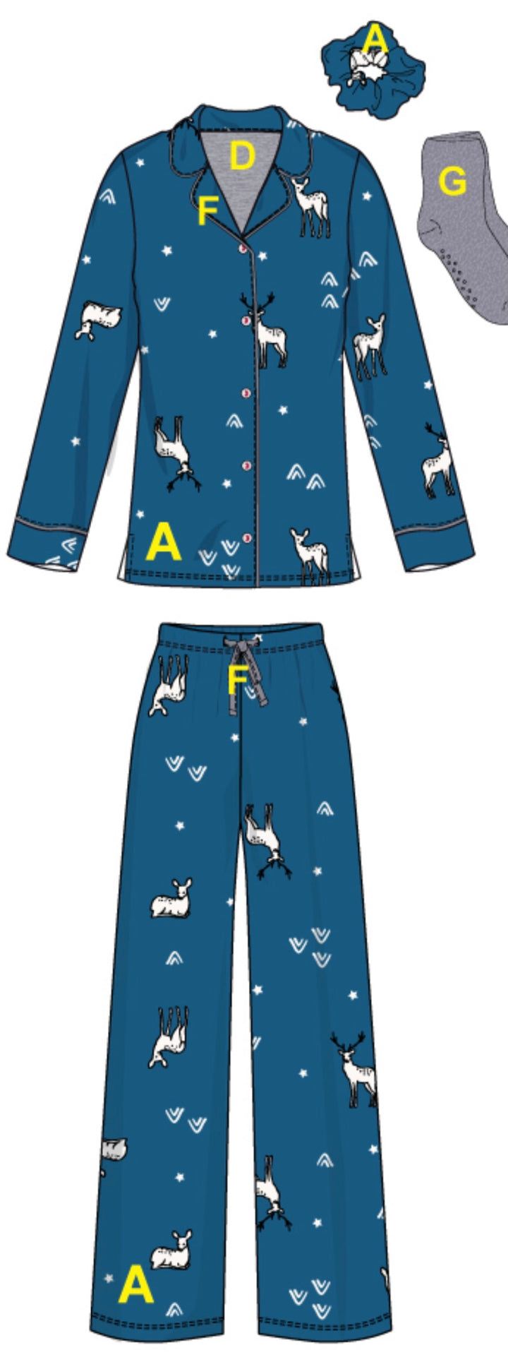 Deer Flannel PJ's - Size 2 X