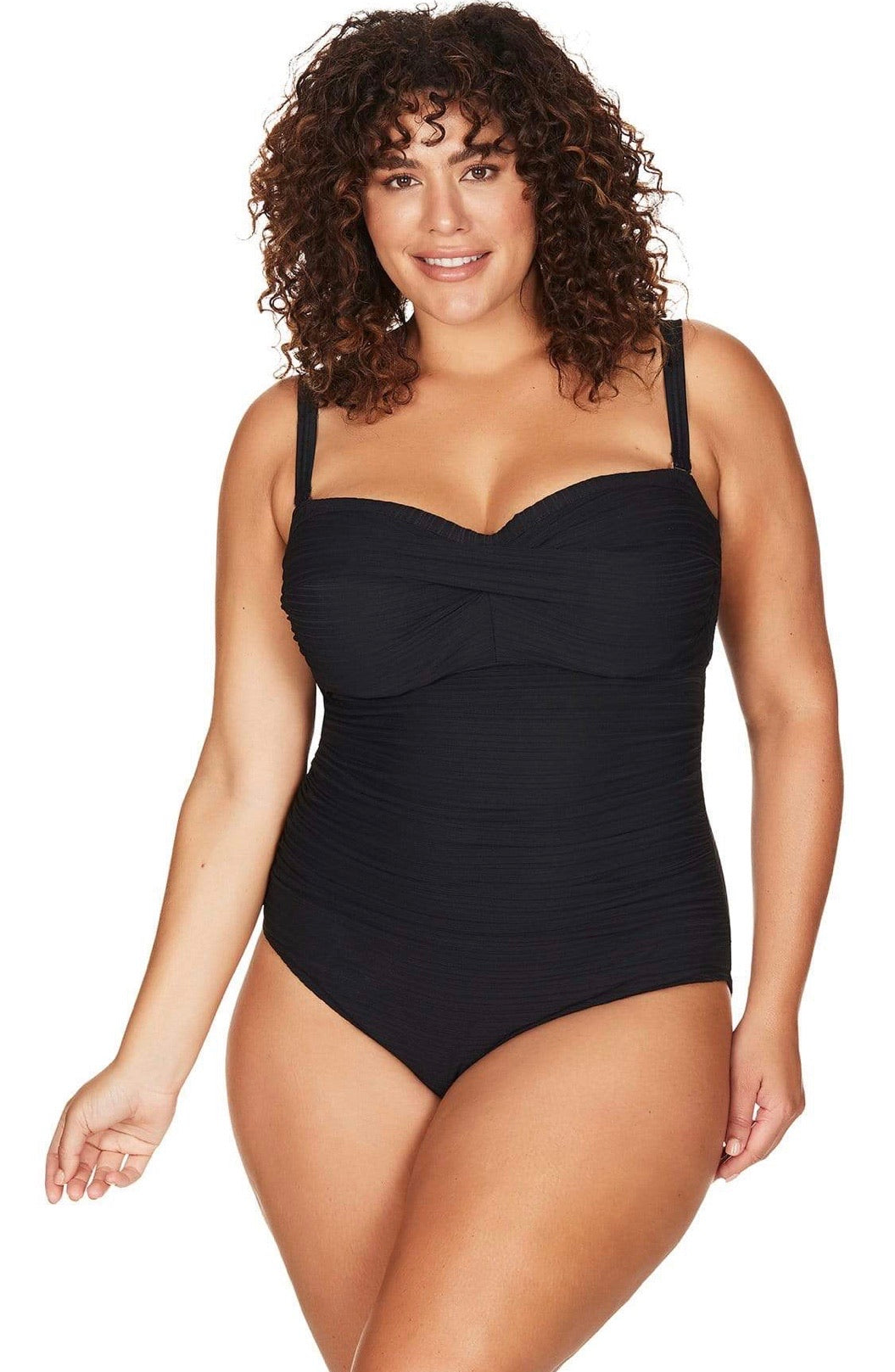 Women's Plus Size One Piece Swimsuit - Neon Trim / Black