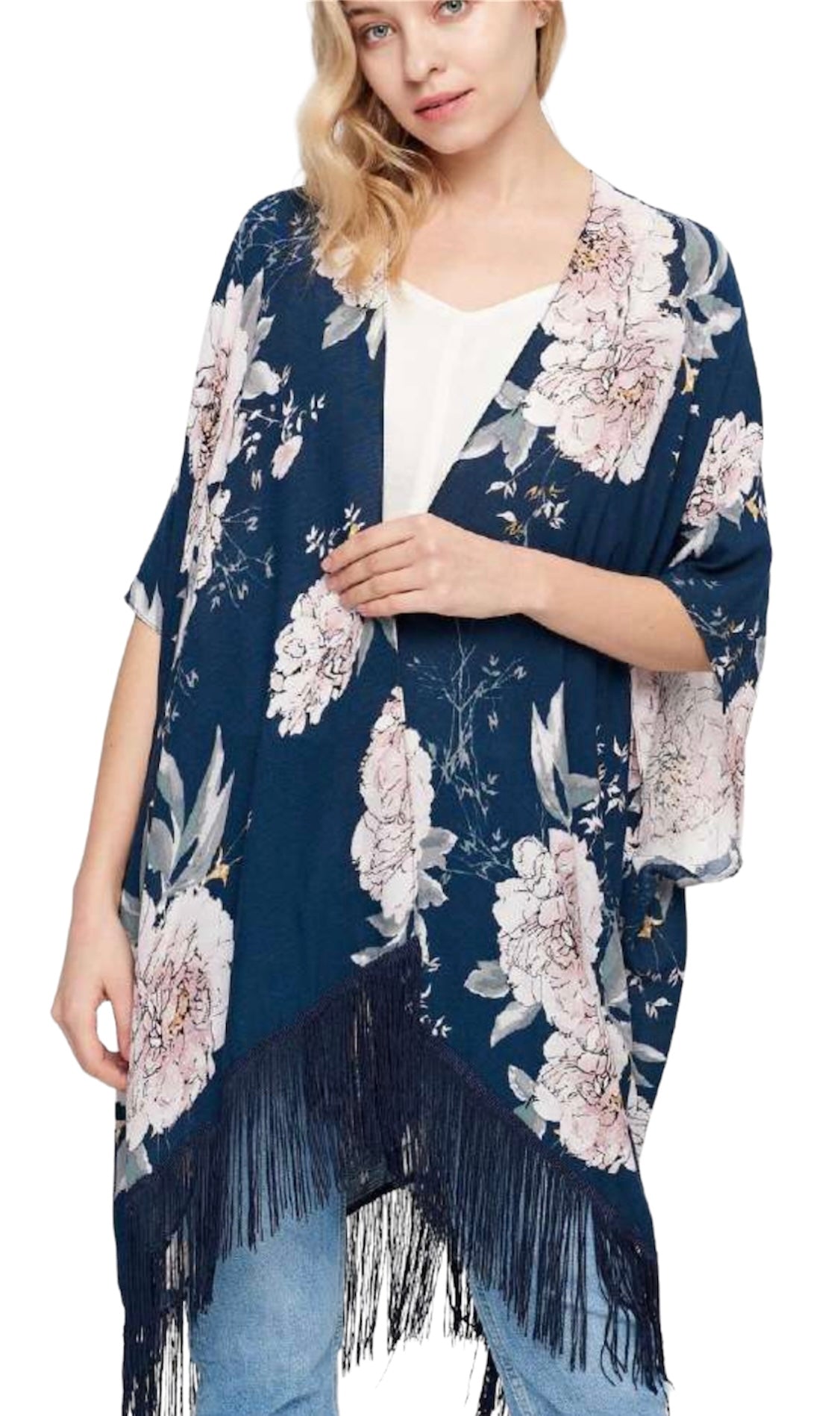 Navy floral sale kimono cardigan