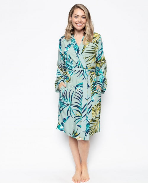 Eleanor Palm Print Short Robe