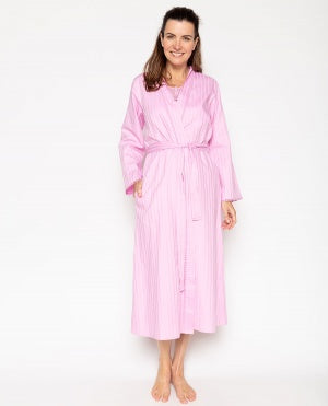 Vivien Cotton Sateen Strip Long Robe