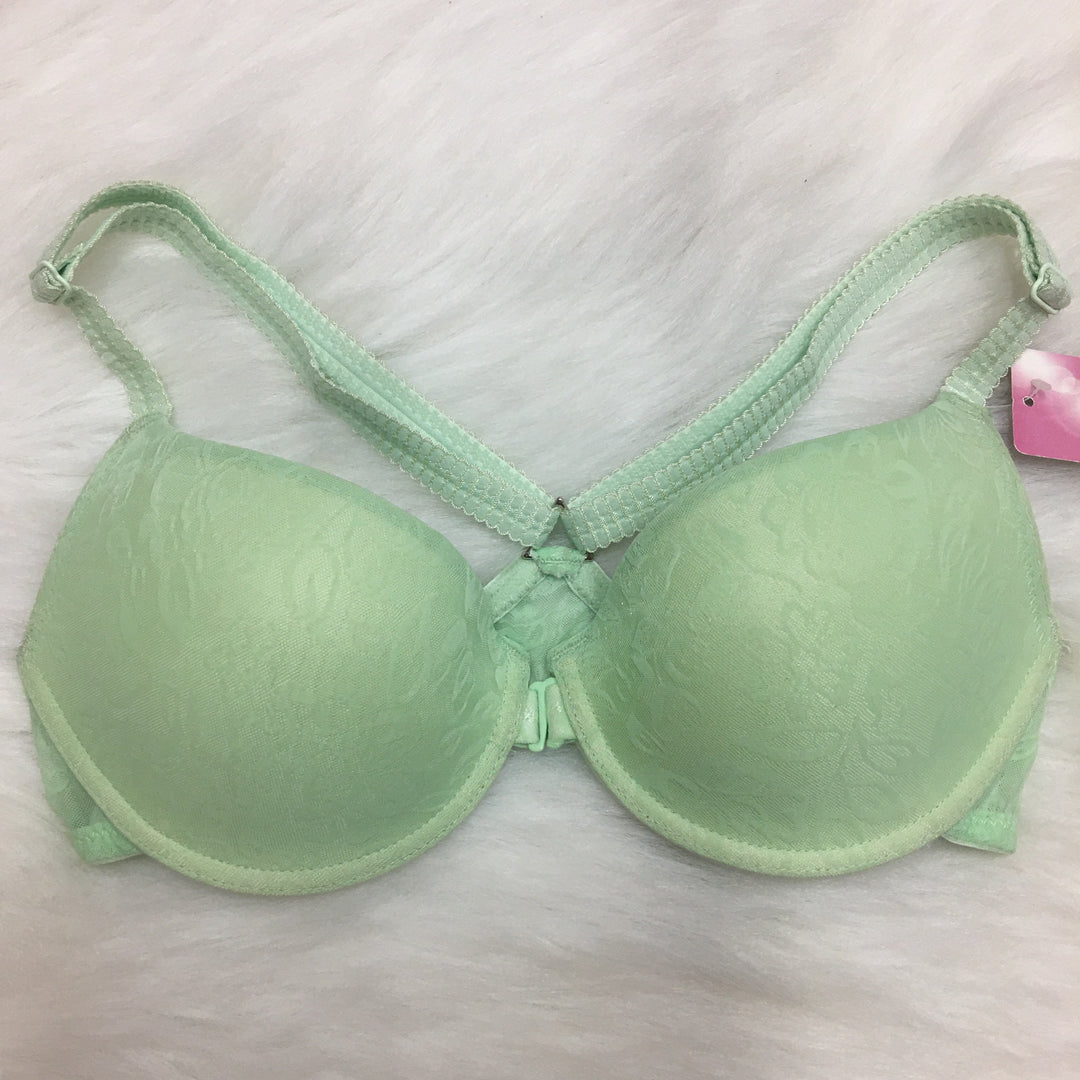  Womens Front Closure Bras Plus Size Lace Full Coverage  Underwire Unlined Bra Ivy Green 42C