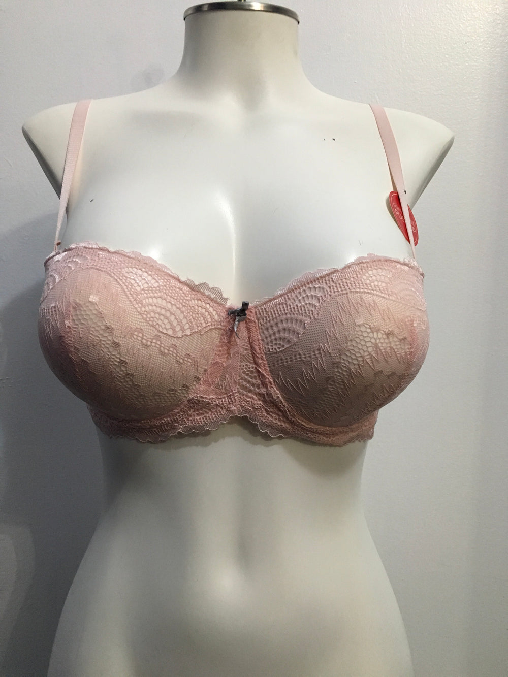  Womens Strapless Bra Silicone-Free Minimizer Bandeau Plus  Size Unlined Pink Gazelle Heather 34F
